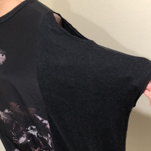 Allsaints Tulipa Floral Cold Shoulder Dress Size Medium Dark Gray Silk Floral - Picture 3 of 9